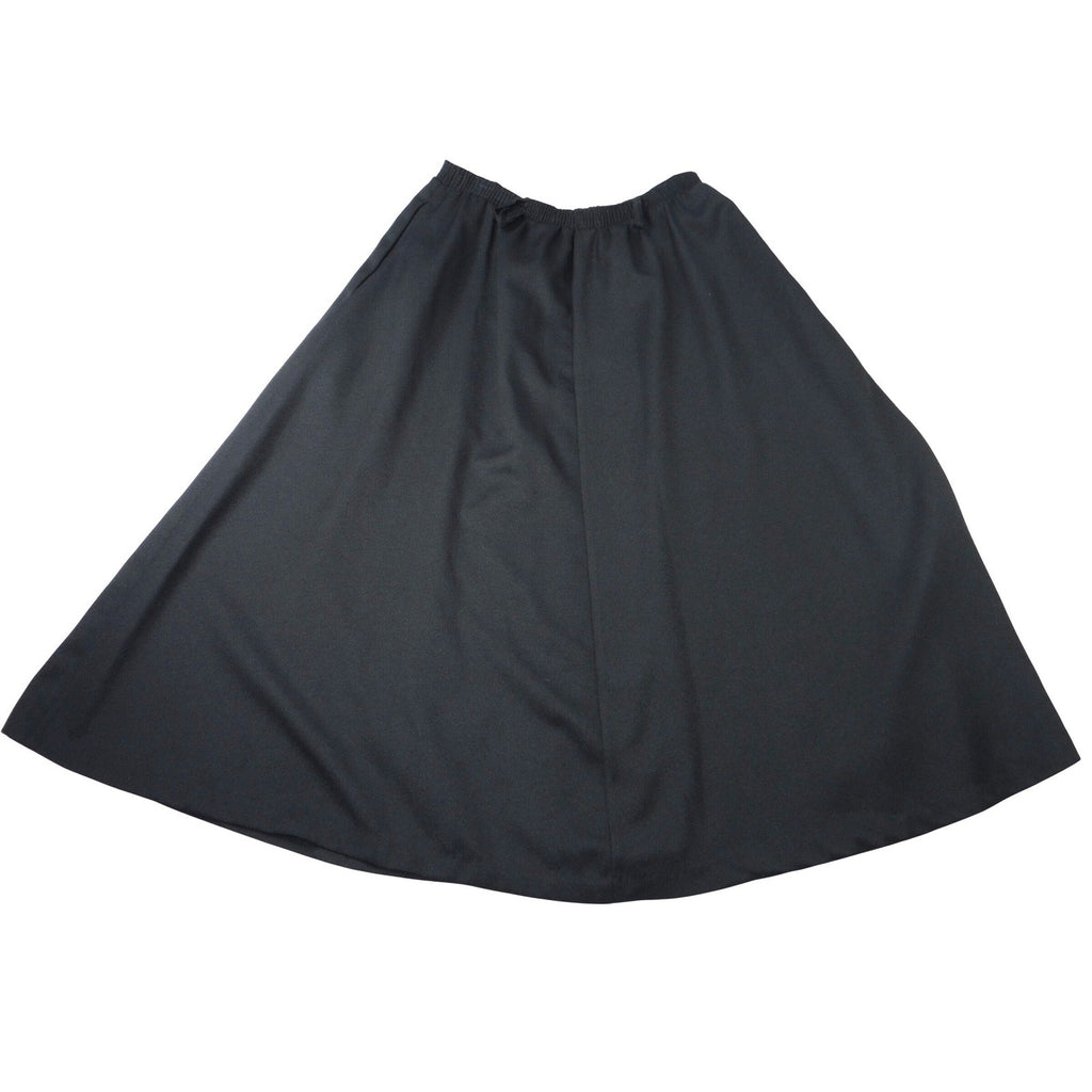 Vintage Lady Manhattan Black Midi Skirt Elastic Waist Size 12 Polyester Rayon