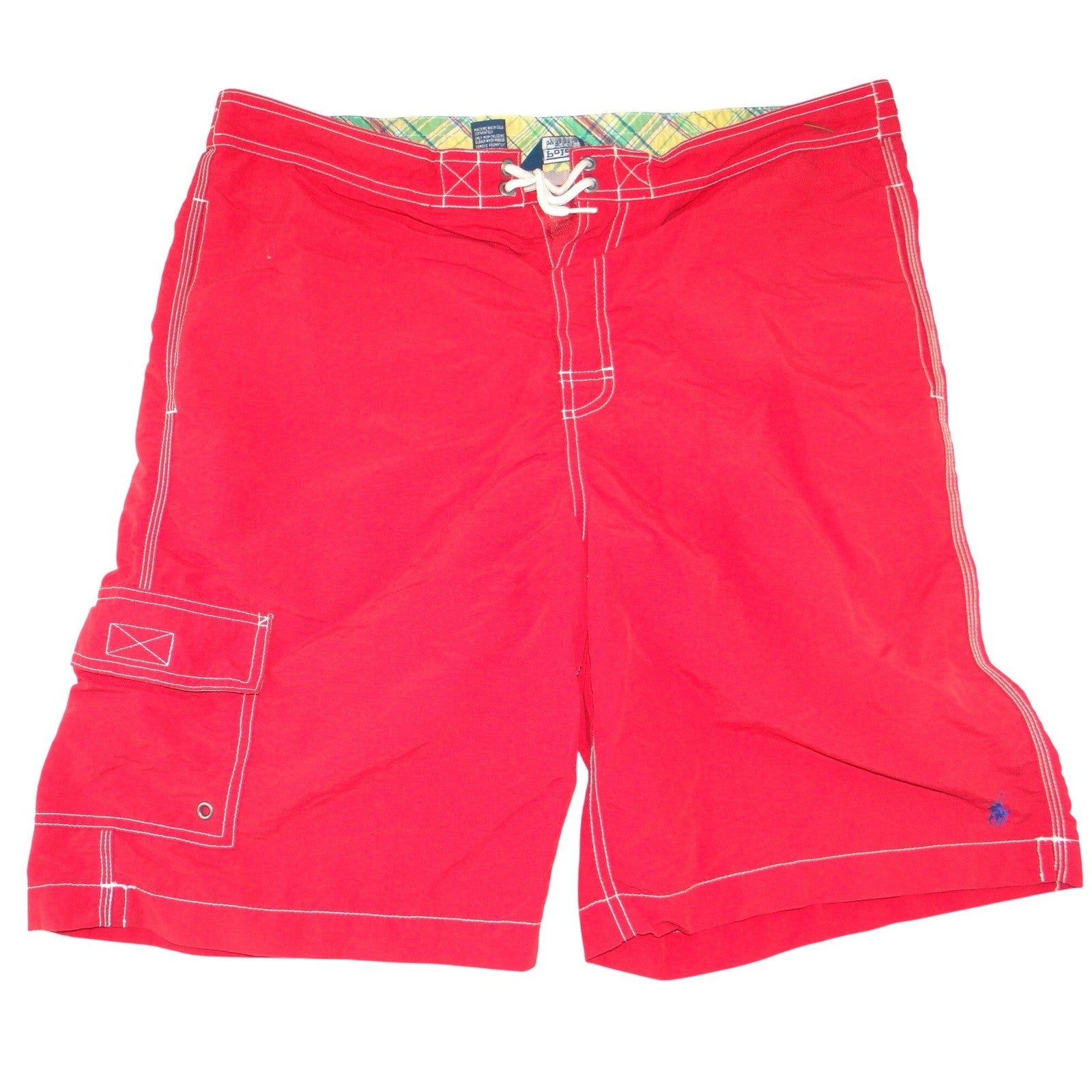 Polo Ralph Lauren Mens Red Board Shorts Cargo Swim Trunks Size Large