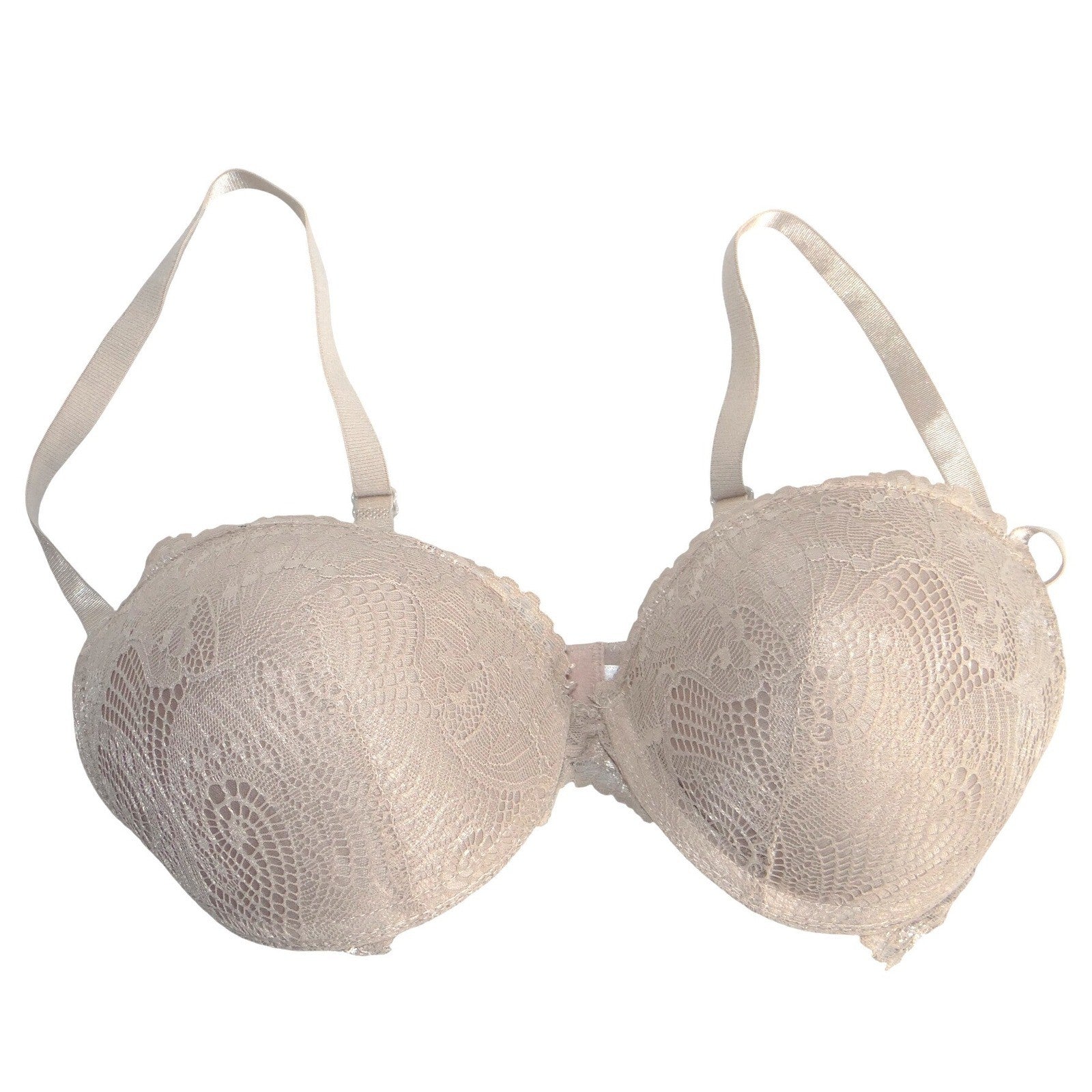 Floral Lace Underwire Bra Beige Taupe Padded Adjustable Straps 36C RN146342