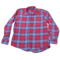 Eddie Bauer Mens Large Red Blue Plaid Flannel Button Down Shirt Long Sleeve