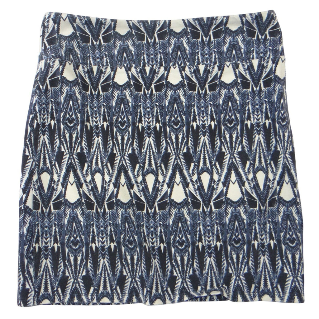 American Eagle Outfitters Blue White Geometric Tribal Print Mini Skirt Womens M
