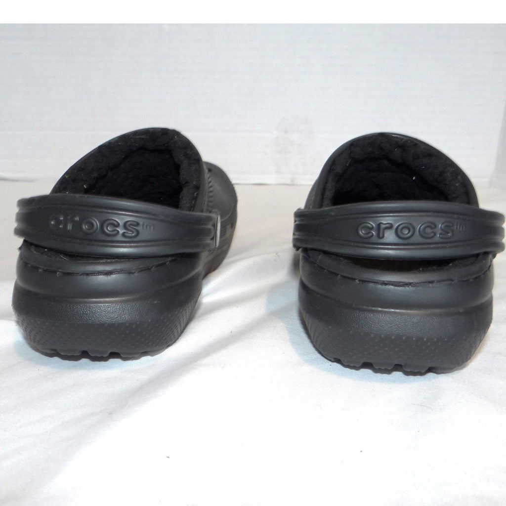 Crocs Kids Classic Lined Clog Black Faux Fur Fuzzy Slip On Shoes Kids Size 13