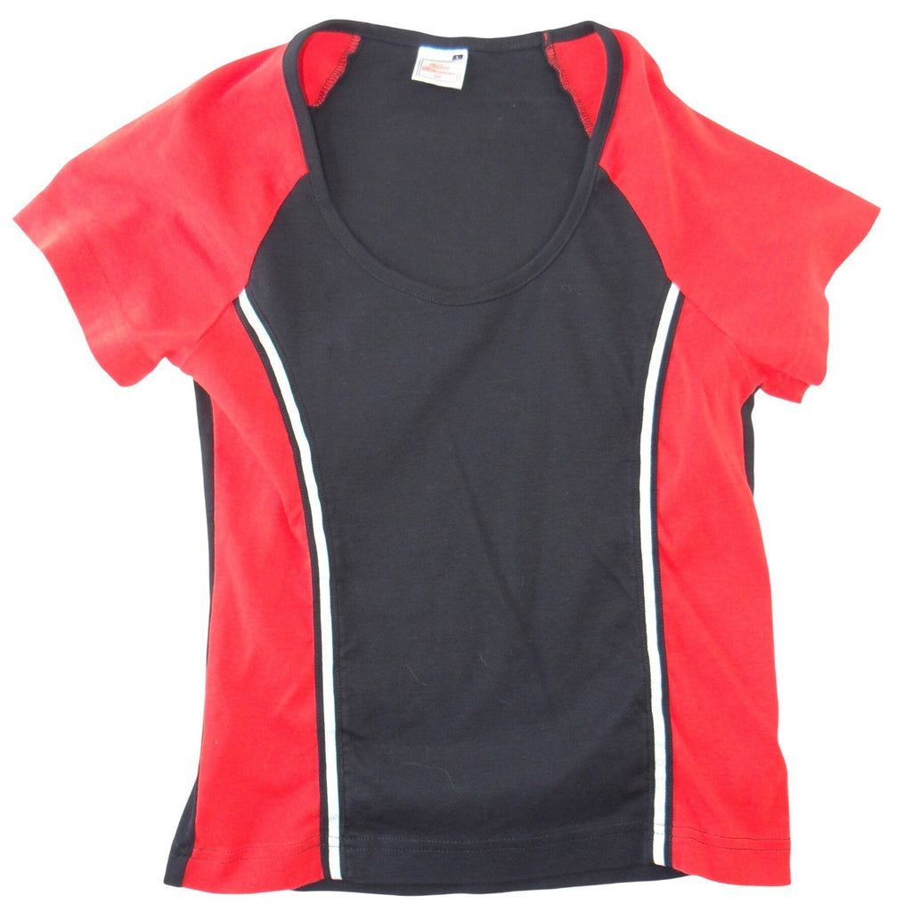 Vance Bikerwear USA Womens Black Red Colorblock Racing Stripe Top Shirt Large