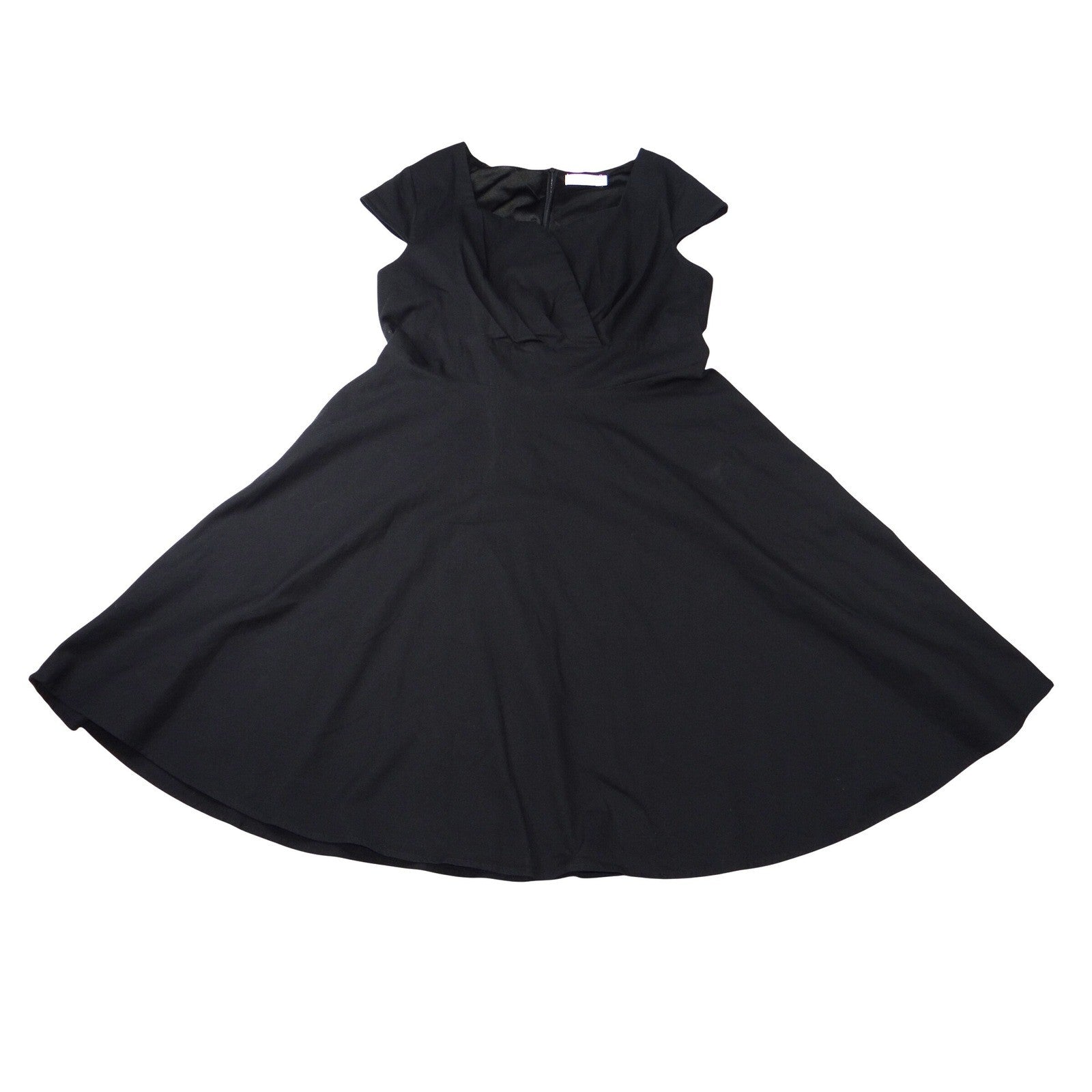 Hanpceirs Black Cap Sleeve Square Neck Fit and Flare Dress Women's XL