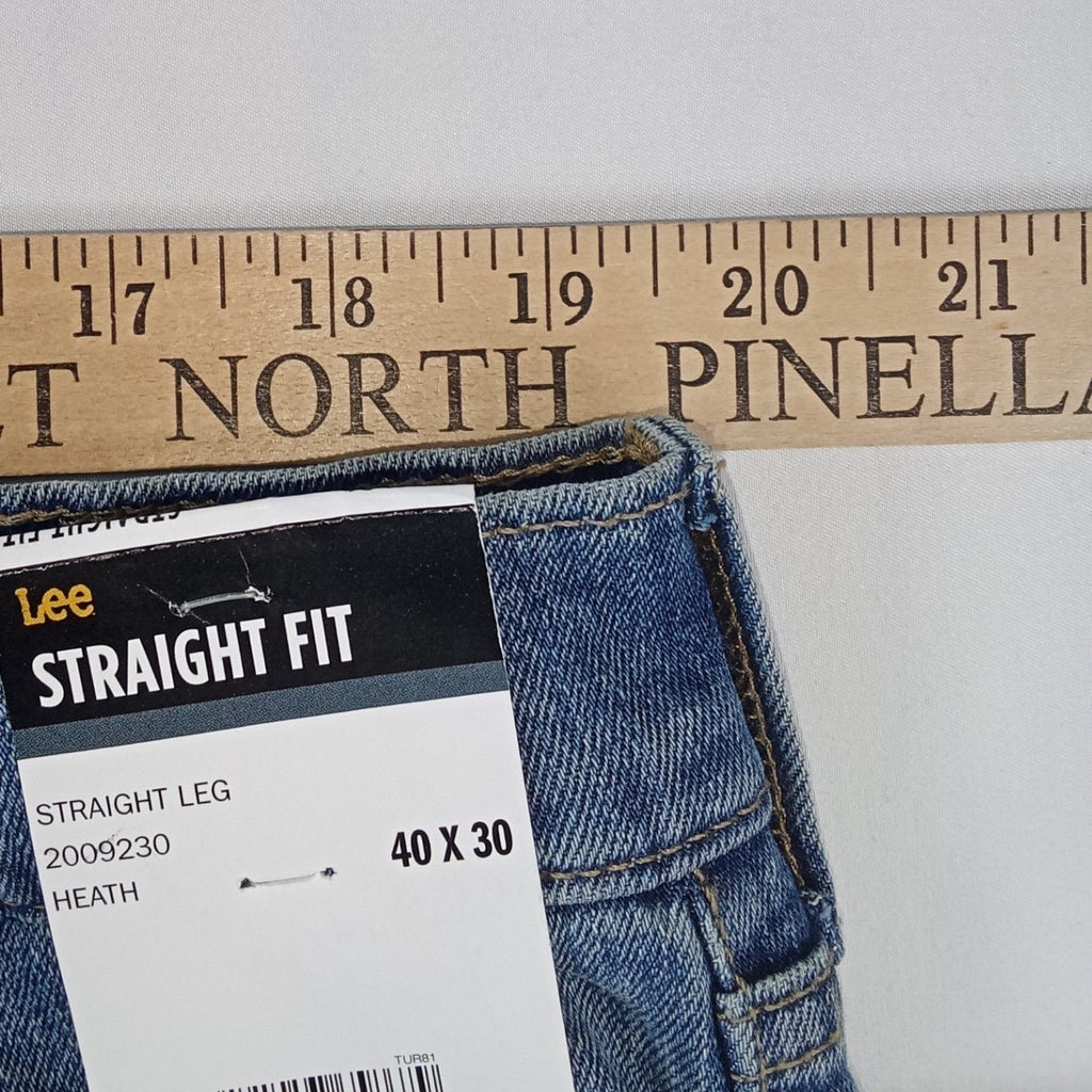 NWT-Lee Mens Straight Fit Straight Leg Jeans Heath Blue 40x30 Premium Flex