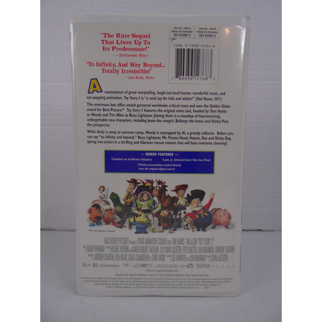 Disney Pixar Toy Story 2 VHS 1999 Clamshell Case Tom Hanks Tim Allen NTSC G