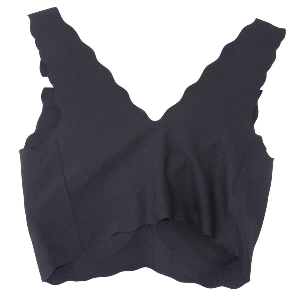 Free 24H Women Black Seamless Scalloped Edge V-Neck Wireless Bralette