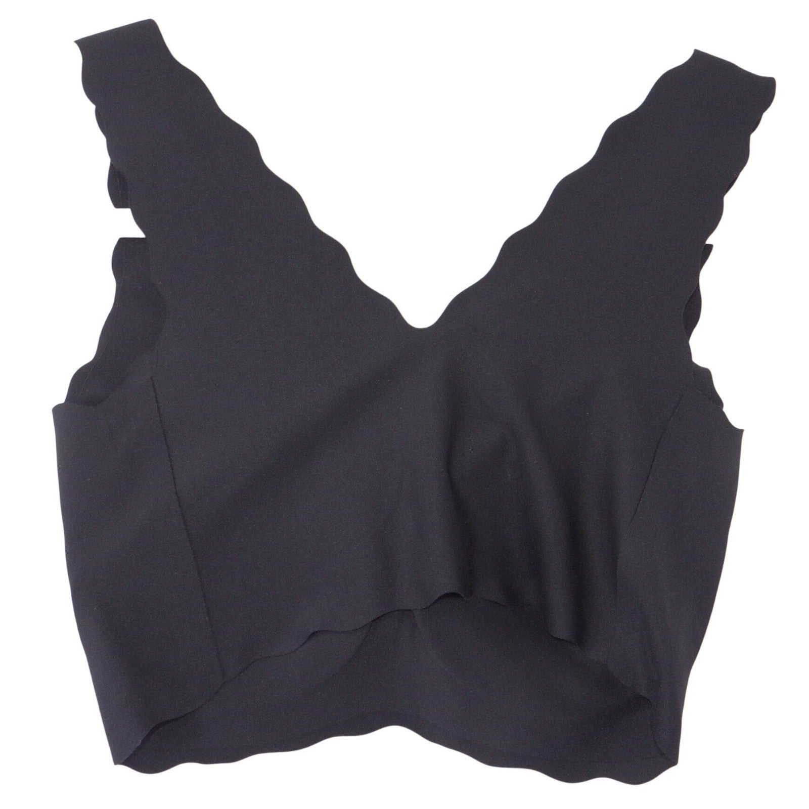 Free 24H Women Black Seamless Scalloped Edge V-Neck Wireless Bralette