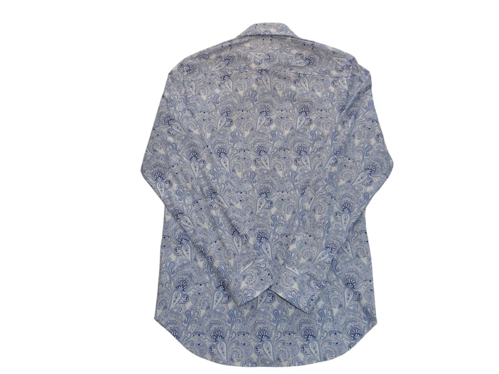 CON.STRUCT Slim Fit Men's Dress Shirt Blue Paisley Pattern