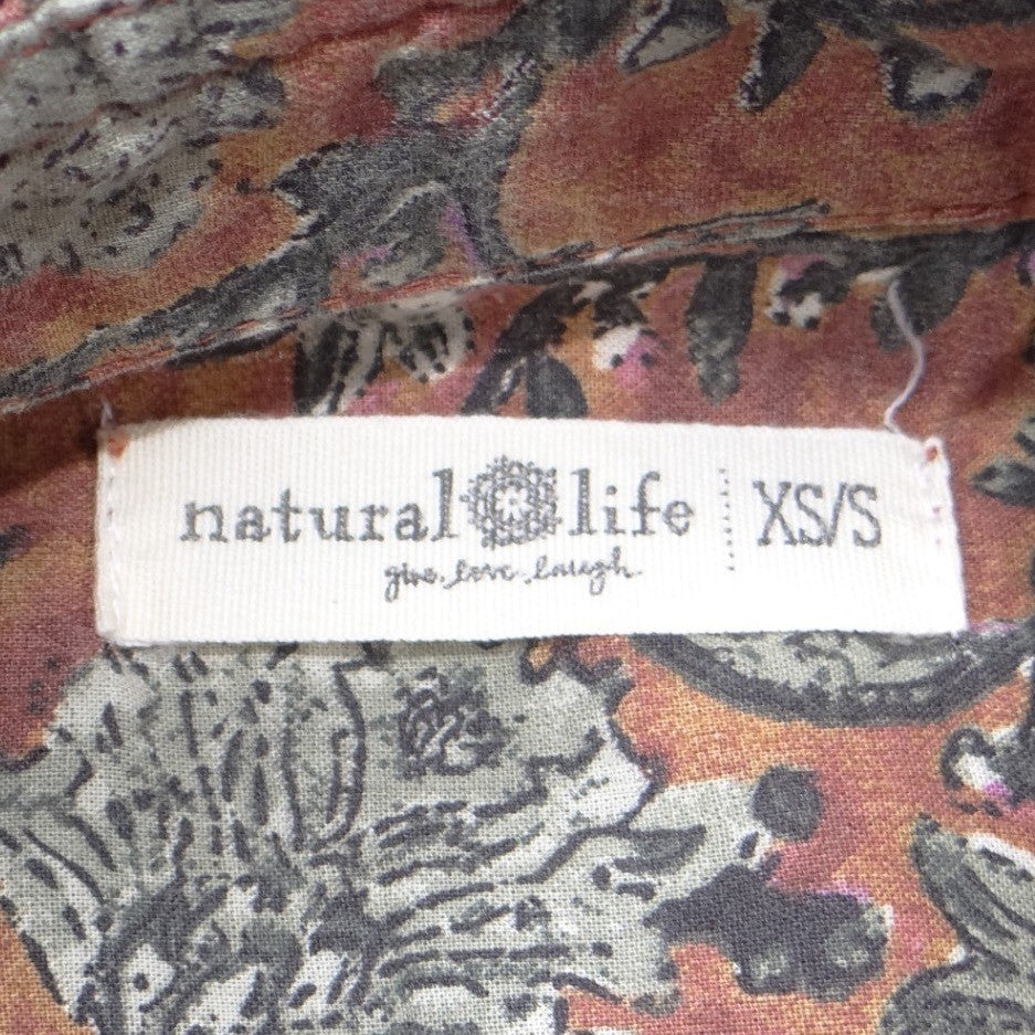 Natural Life Floral Button Down Maxi Dress Duster Terracotta XS/S Long Sleeve