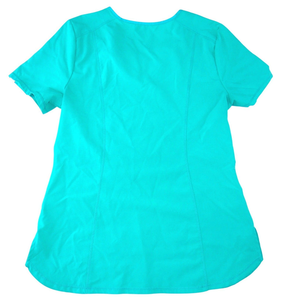 Cherokee Infinity Womens Teal Blue V-Neck Scrub Top Short Sleeve Size S