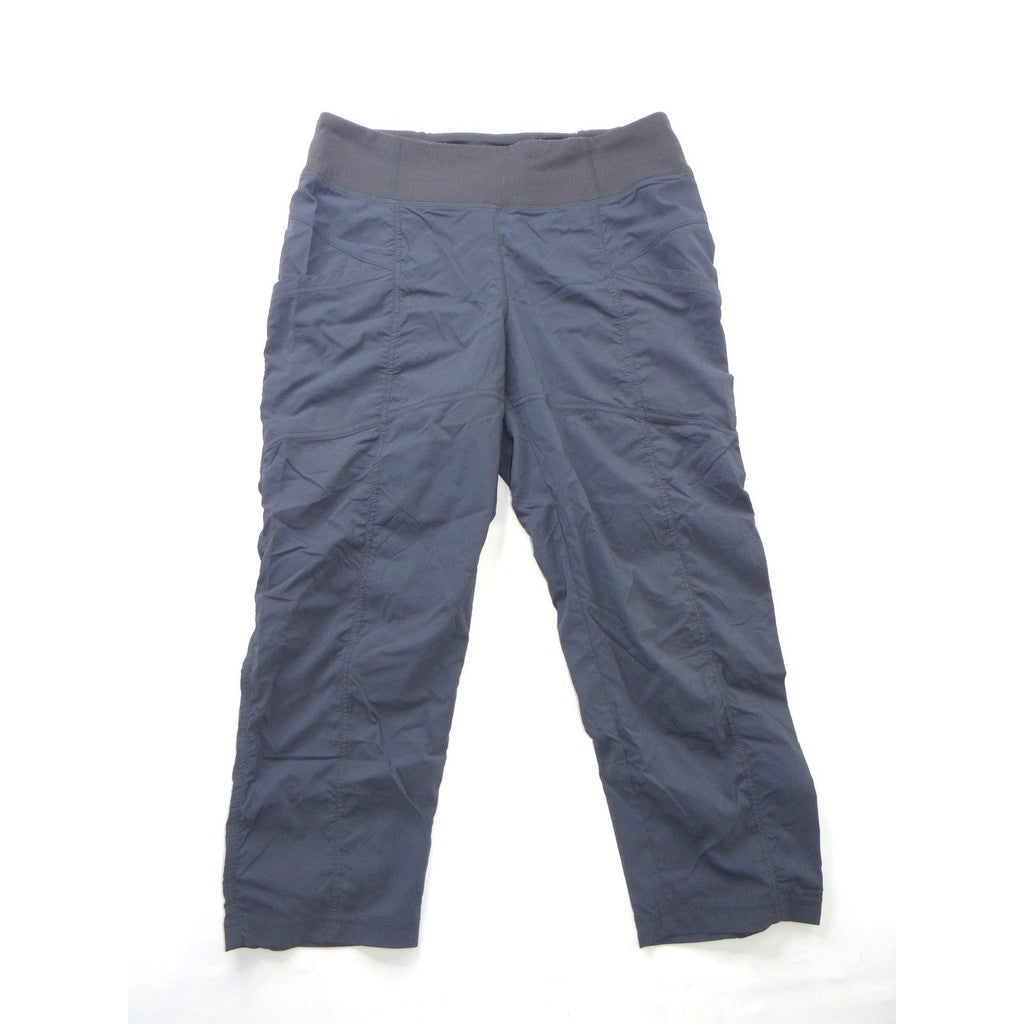 Prana Halle Crop Pants Navy Blue Womens Med Hiking Outdoor Travel Ribbed Waist