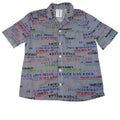 COLLUSION Mens Short Sleeve Button Up Size S Black White Stripe Graphic Print
