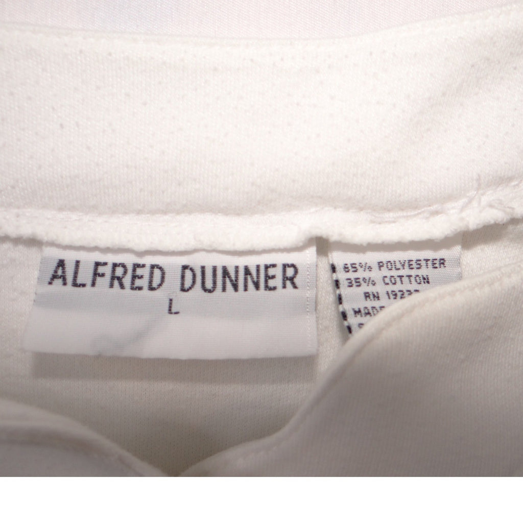 VTG Alfred Dunner Women White Floral Embroidered Button Front Short Sleeve Top L