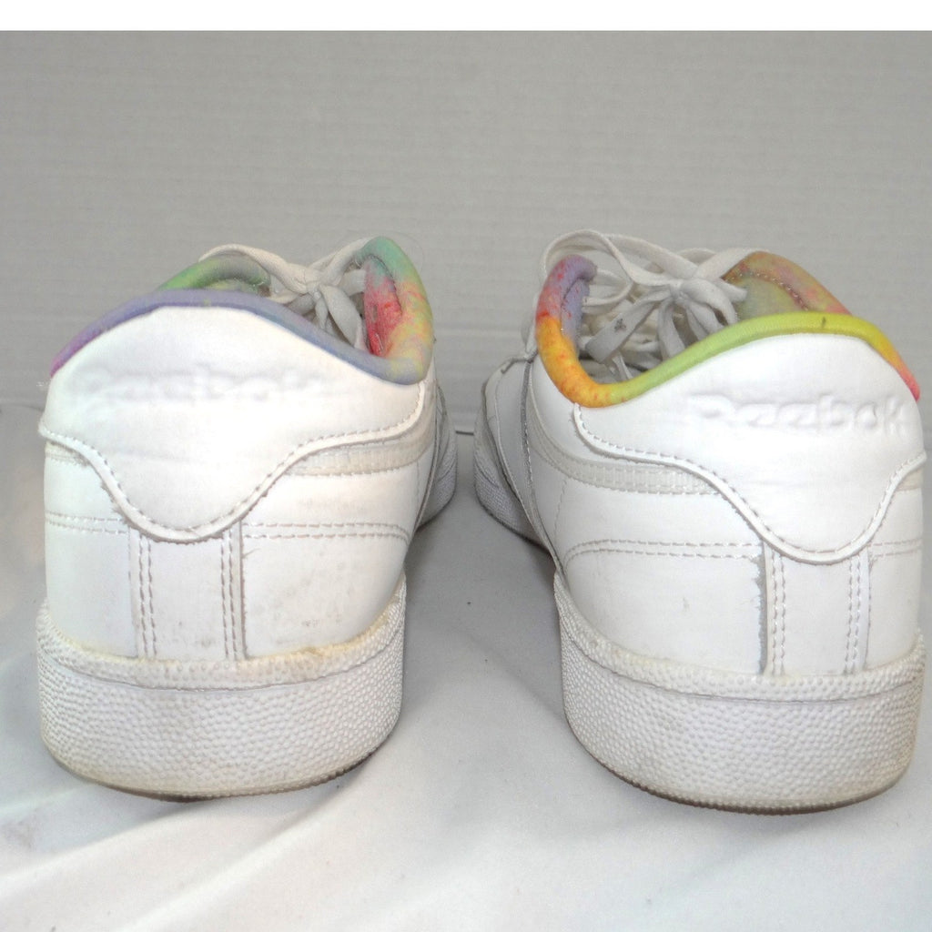 Reebok Club C 85 Pride Mens White Leather Multi Color Tie Dye Sneakers