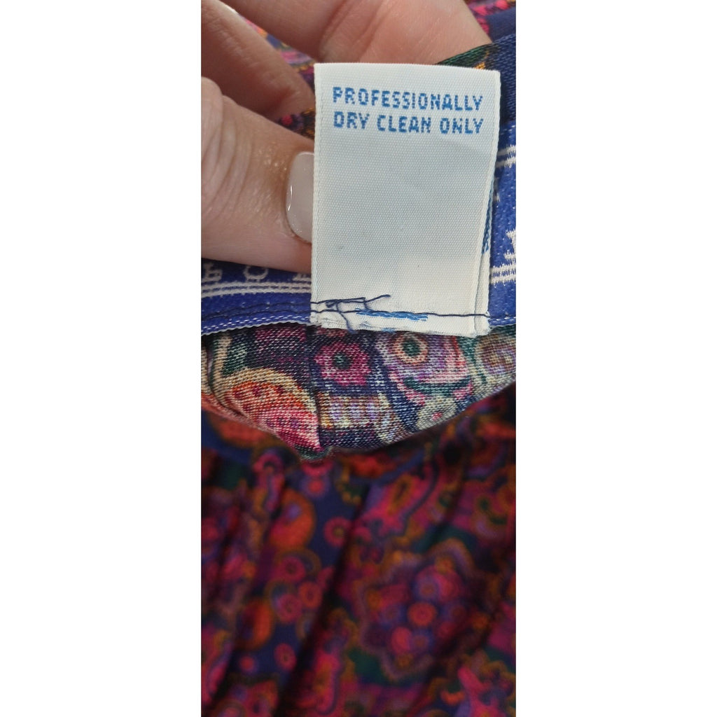 Portraits by Northern Isles Pleated Maxi Skirt Paisley Print Rayon Size 8