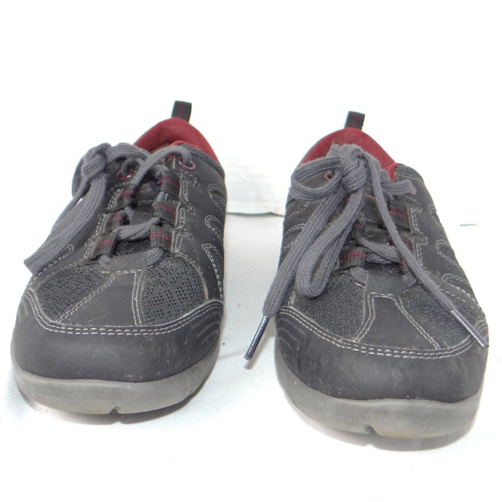 Rockport Walking Sneakers Womens 7.5 Charcoal Grey Burgundy Low Top Shoe