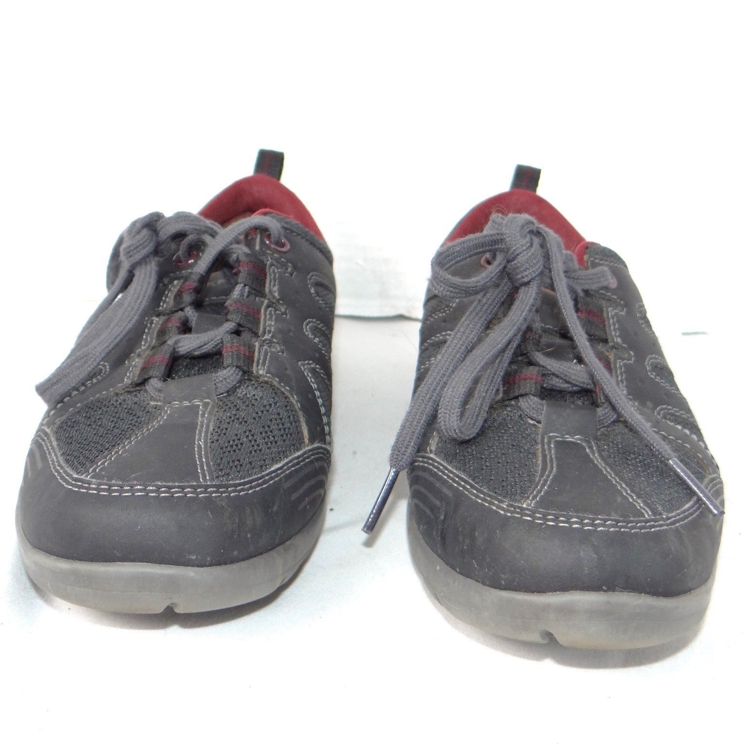 Rockport Walking Sneakers Womens 7.5 Charcoal Grey Burgundy Low Top Shoe