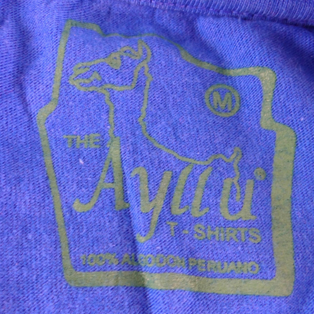 The Ayllu Peru Tumi Graphic T-Shirt Mens Medium Blue Peruvian Short Sleeve