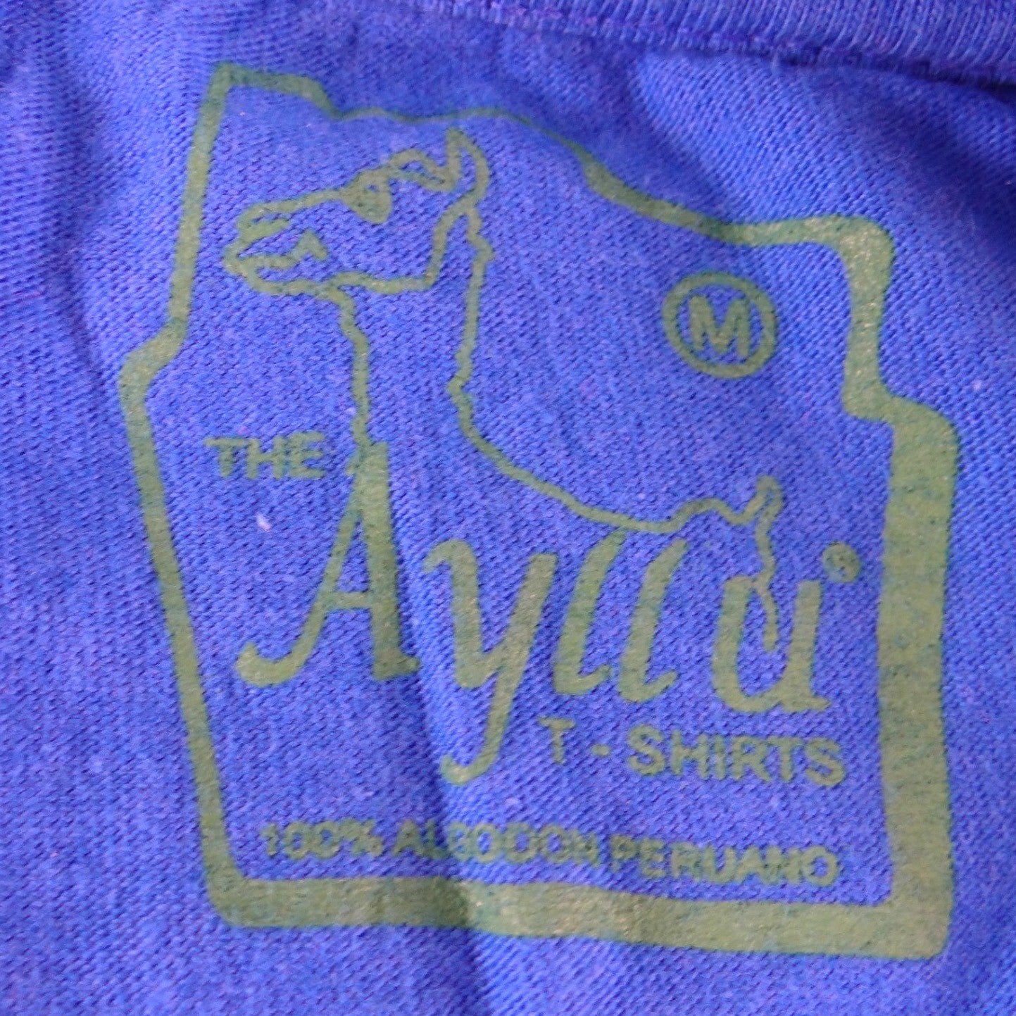 The Ayllu Peru Tumi Graphic T-Shirt Mens Medium Blue Peruvian Short Sleeve