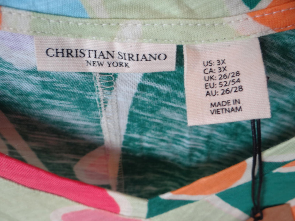 Christian Siriano Women's Plus Size Abstract Print Short Sleeve Top 3X NWOT