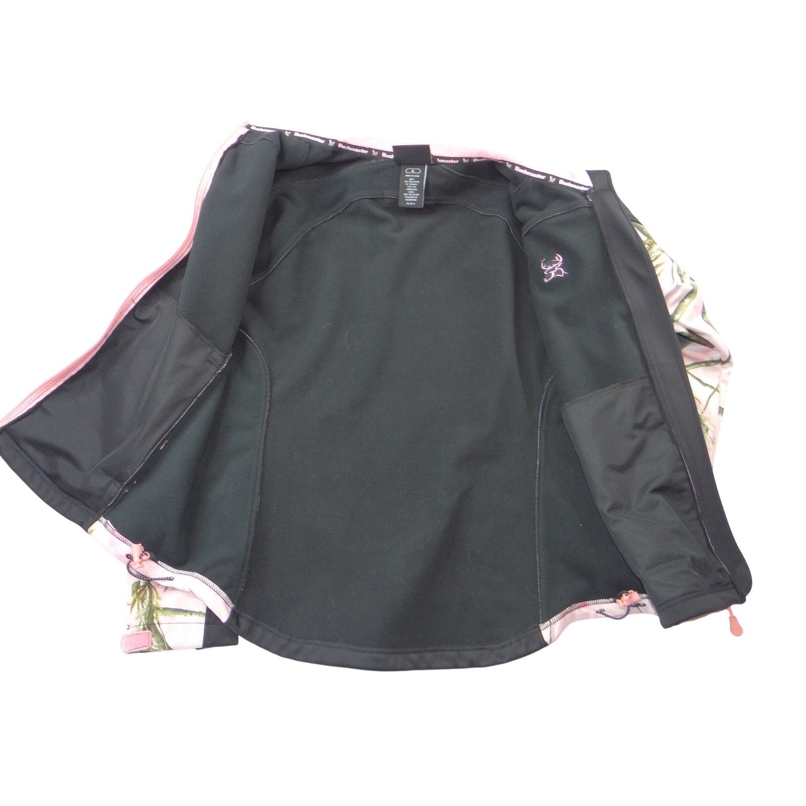 Bushmaster Womens XL Softshell Jacket Pink Realtree Camo Black Full Zip Fleece