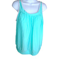 Womens Aqua Blue Blouson Tankini Swim Top XL Scoop Neck Contrast Trim