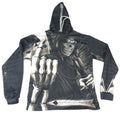 Grim Reaper Middle Finger Graphic Hoodie Black White Skull 3XL