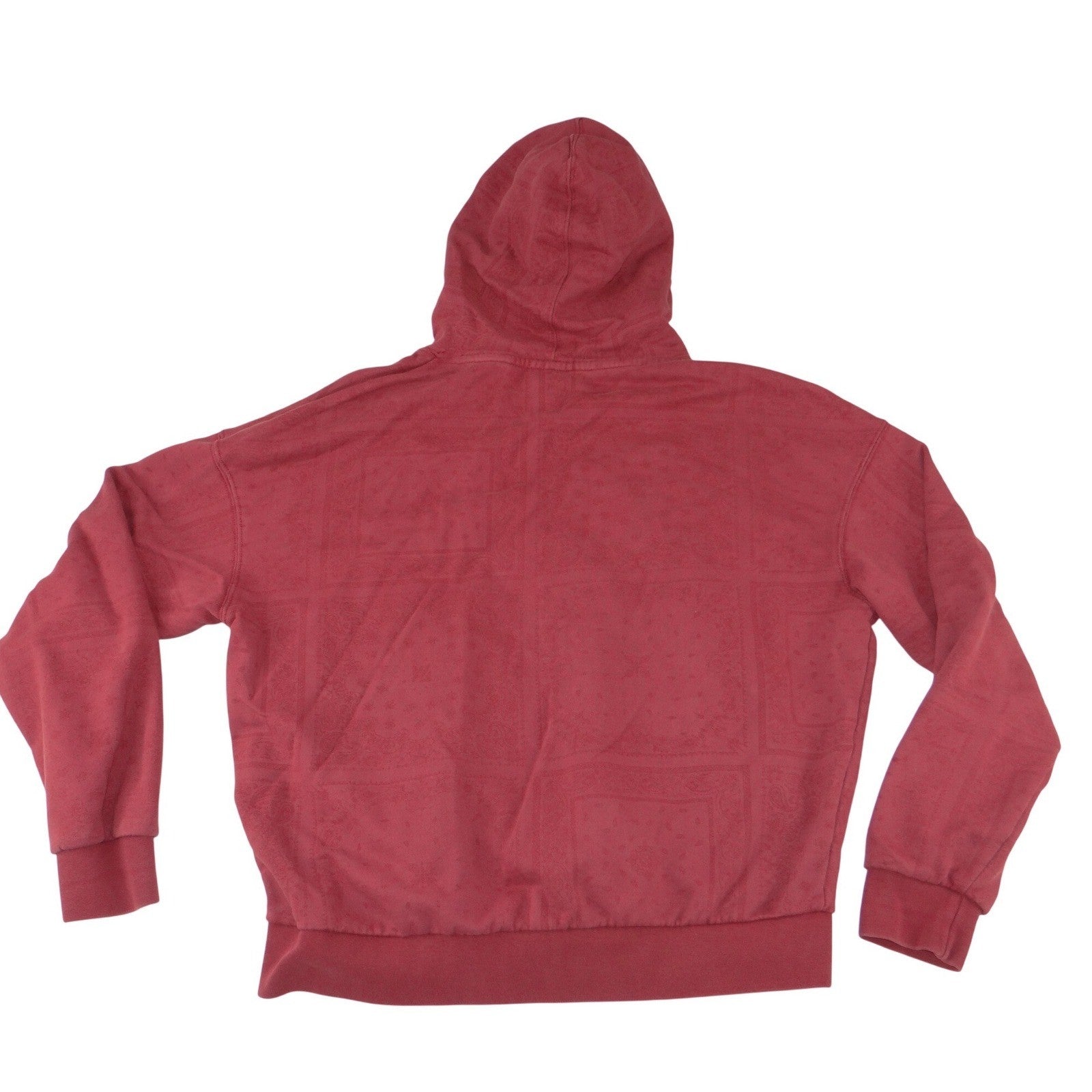 YoungLA Mens Red Paisley Embossed Hoodie Streetwear Relaxed Fit Large