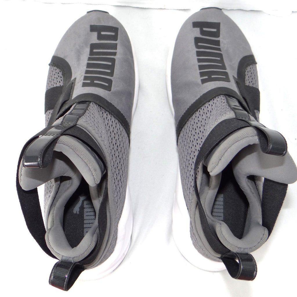 Puma Fierce Core Kids High Top Sneakers Grey Black Slip On Size 5.5Y