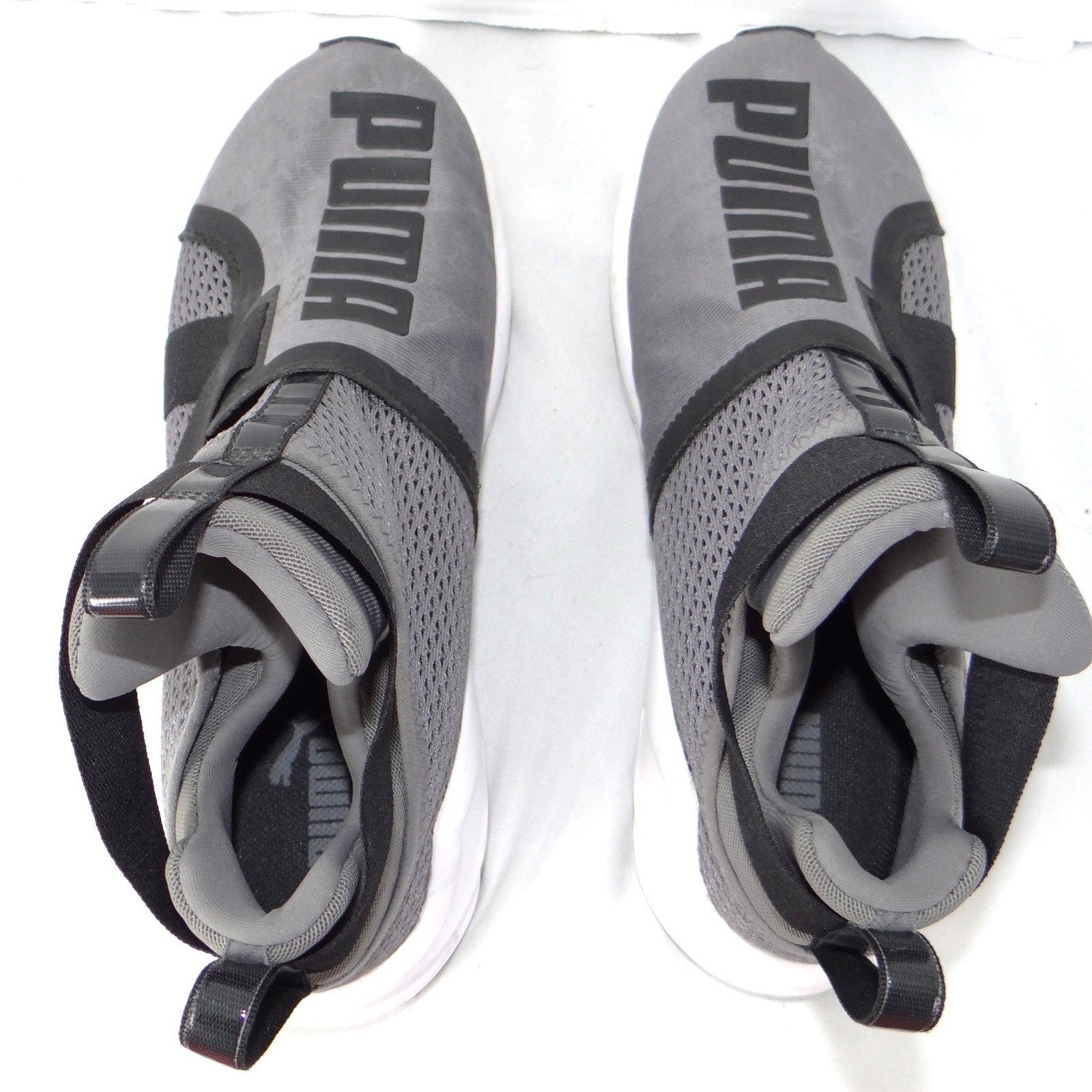 Puma Fierce Core Kids High Top Sneakers Grey Black Slip On Size 5.5Y