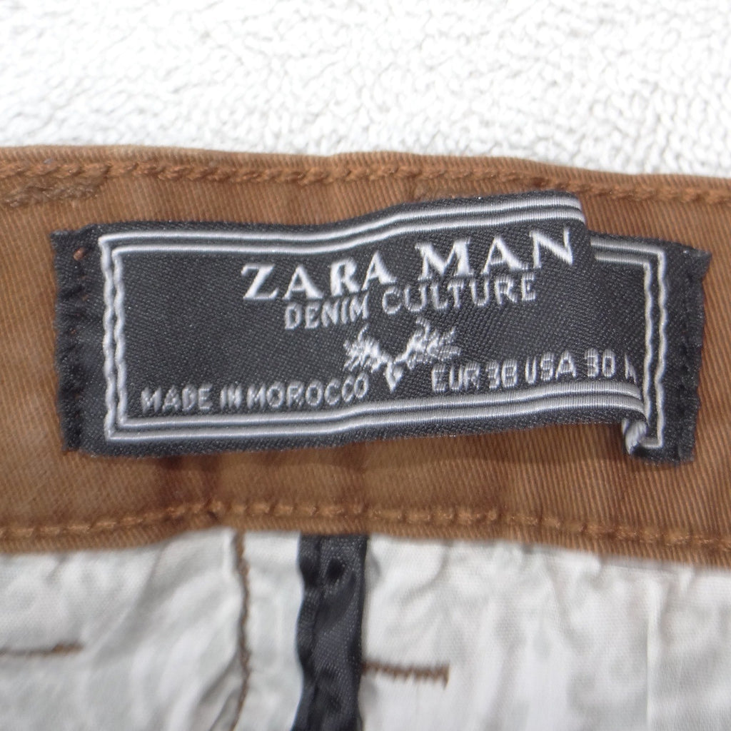 Zara Man Denim Culture Mens Slim Chino Pants Brown Size 30