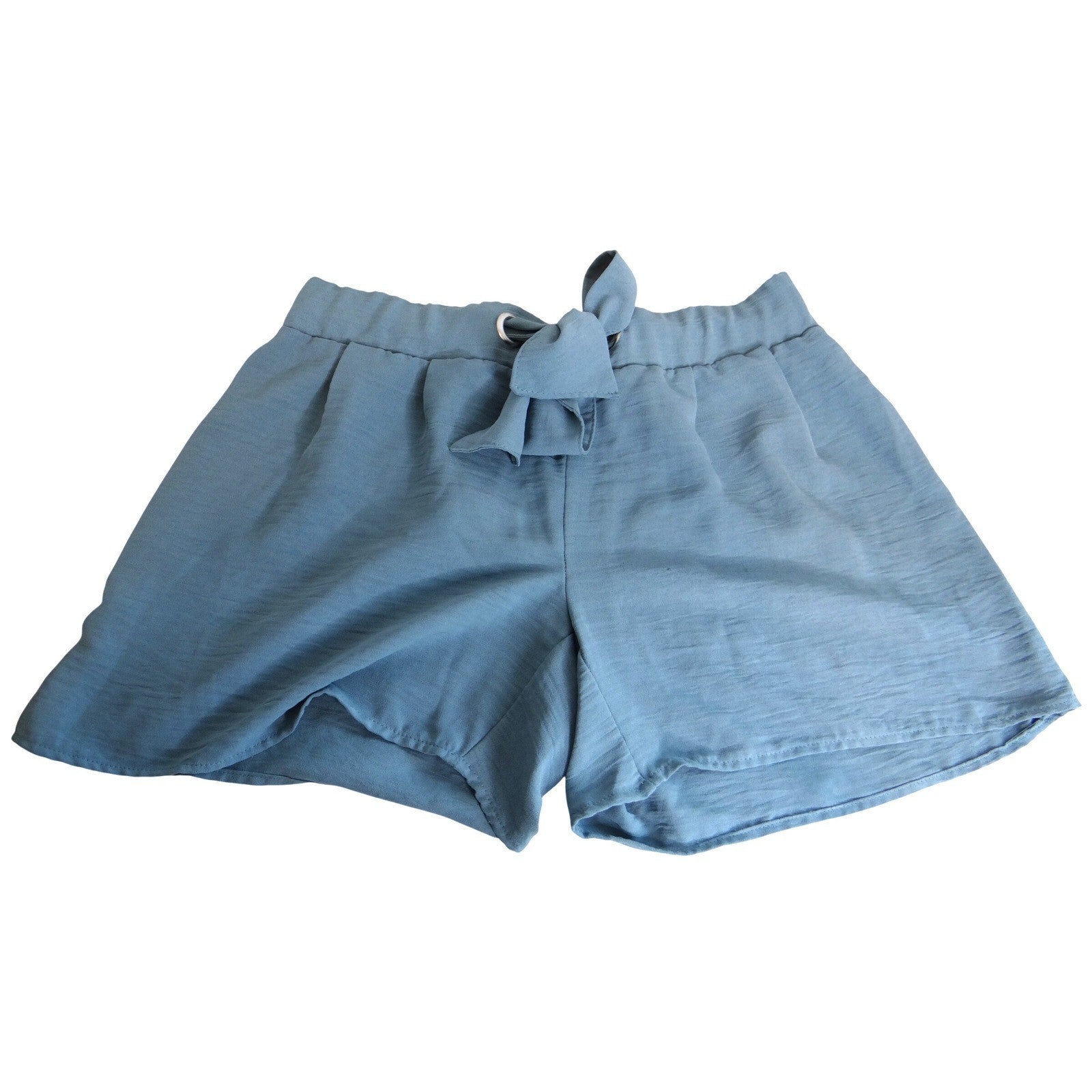 Retrology Womens Slate Blue Tie Front Elastic Waist Relaxed Summer Shorts Small