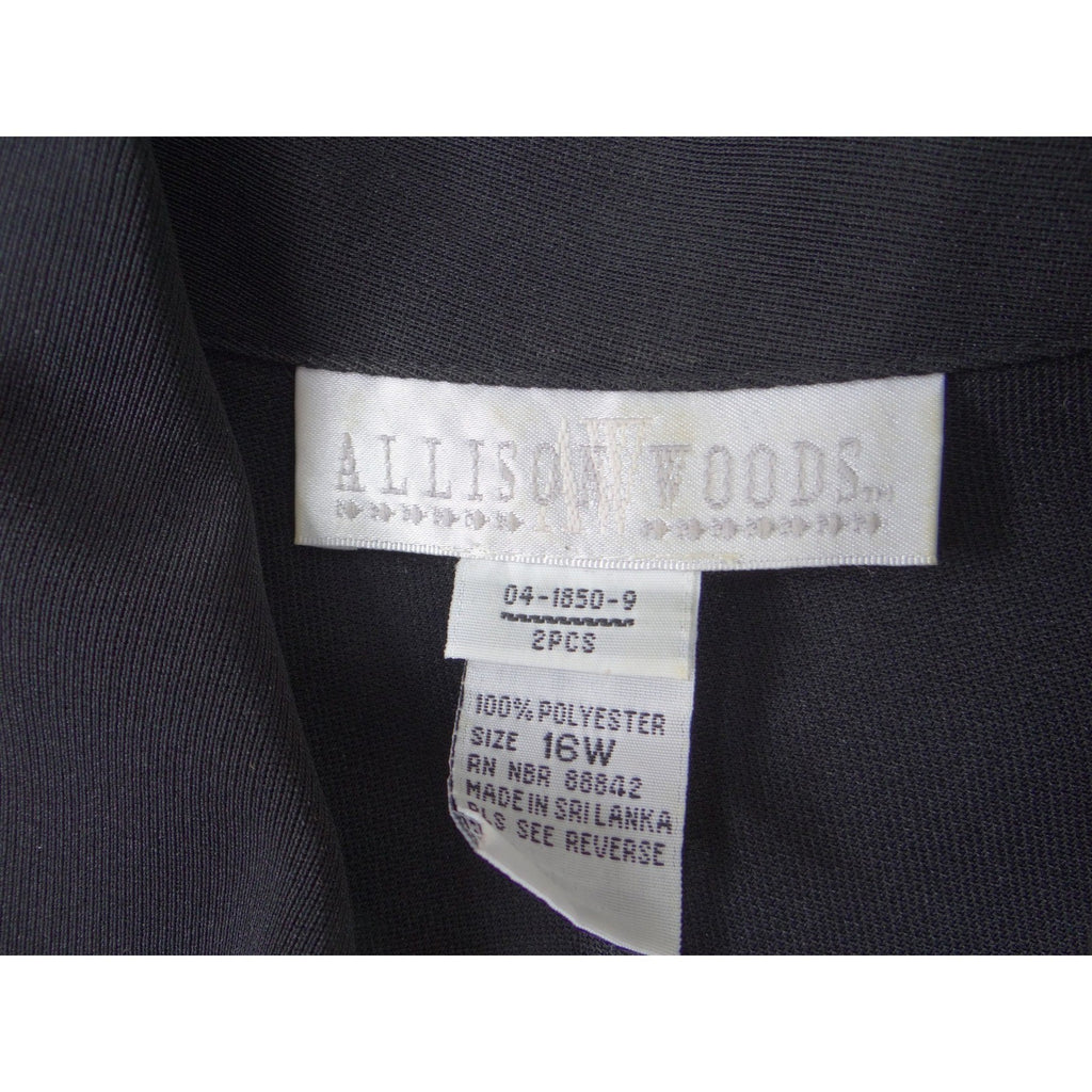 Allison Woods Womens Black Button Front Blazer Jacket Plus Size 16W