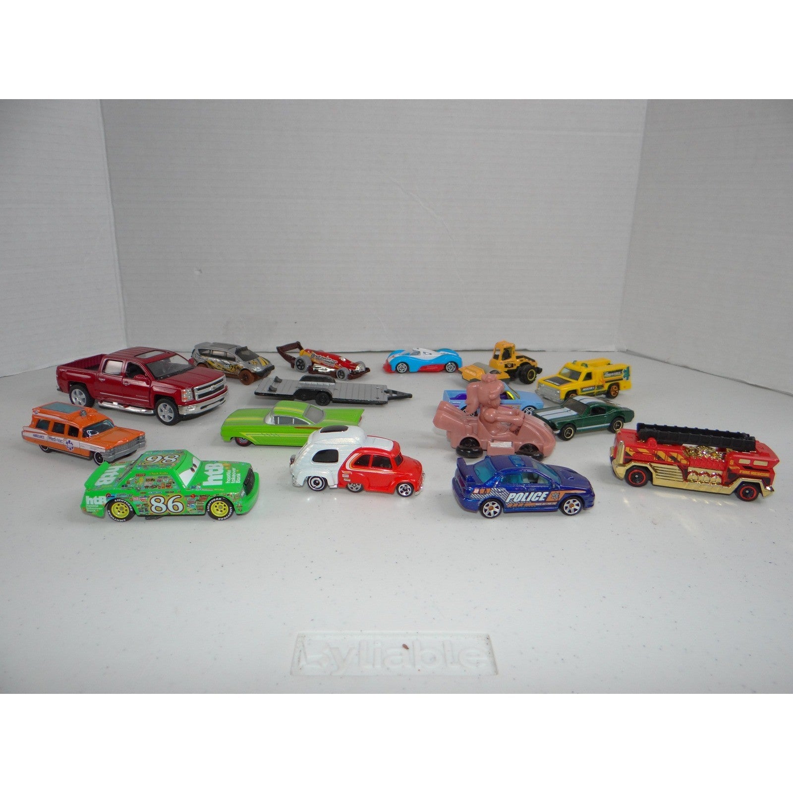 Mixed Toy Vehicle Lot 15pc Disney Cars Chick Hicks Chevy Silverado Fire Truck