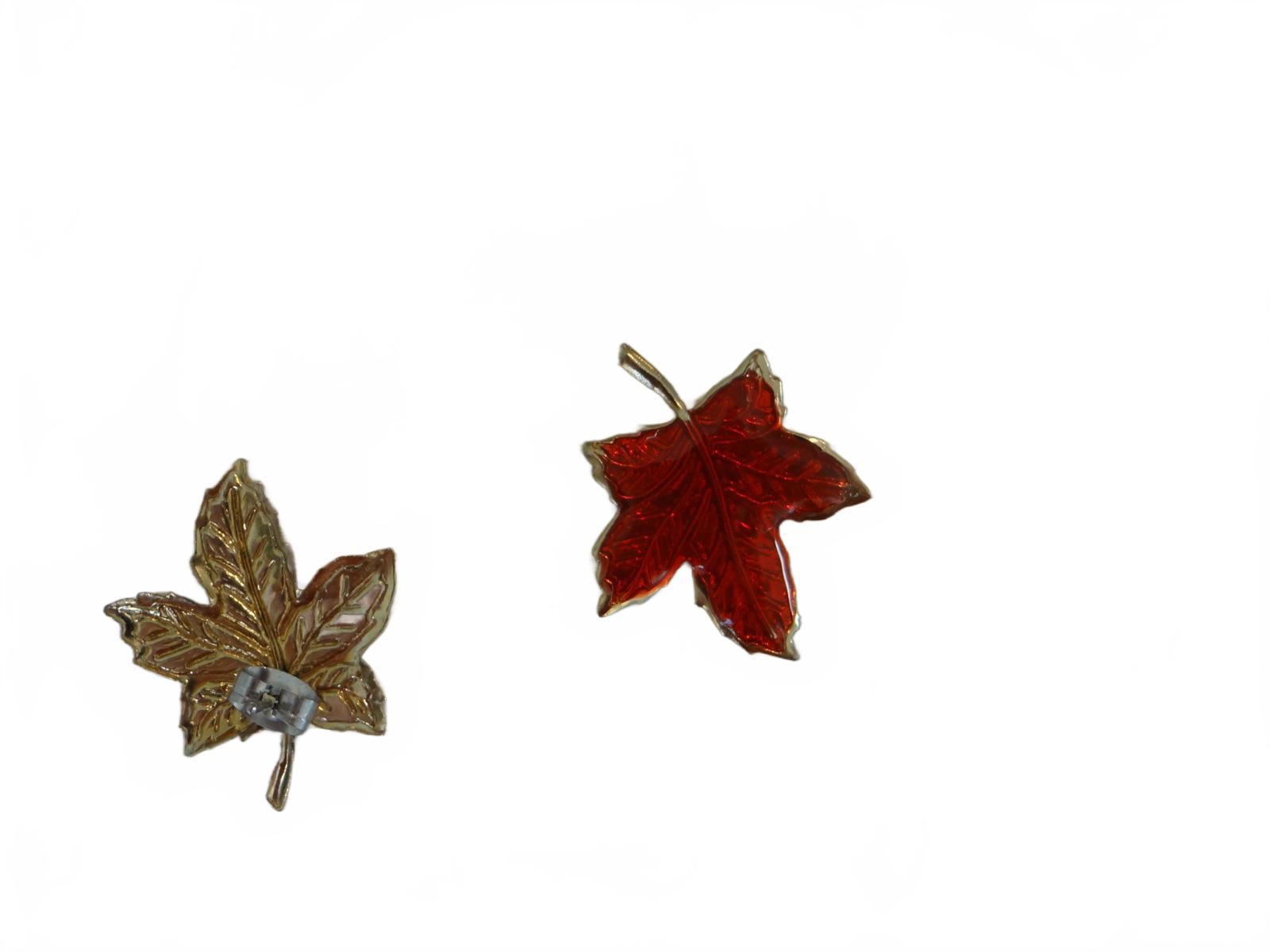 Red Maple Leaf Shaped Earrings