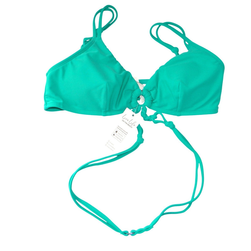 NWT-Cupshe Teal Green Ring Detail Braided Wrap Bikini Set Size M