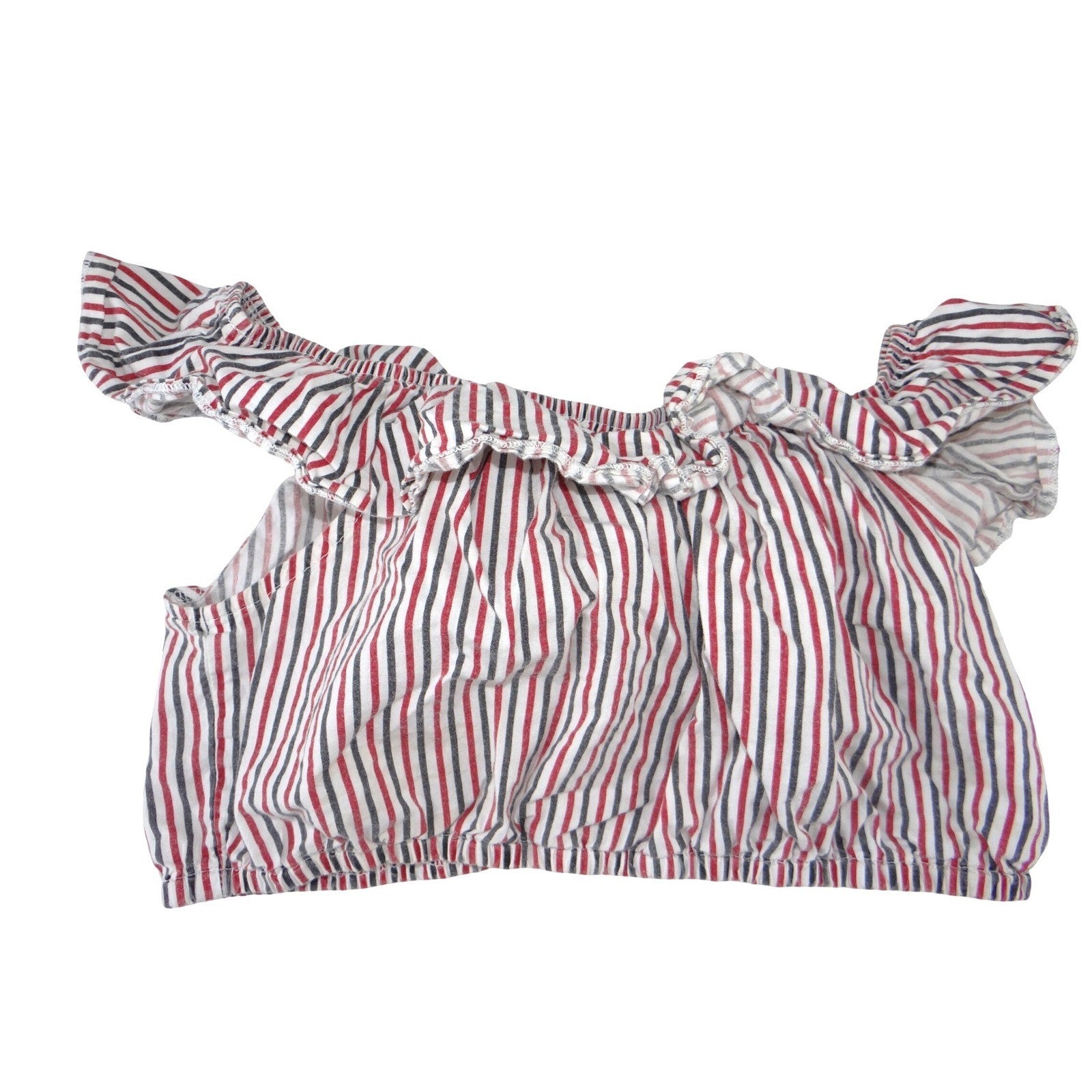 Red White Blue Striped 2 Piece Set Ruffle Crop Top and Shorts Americana Summer