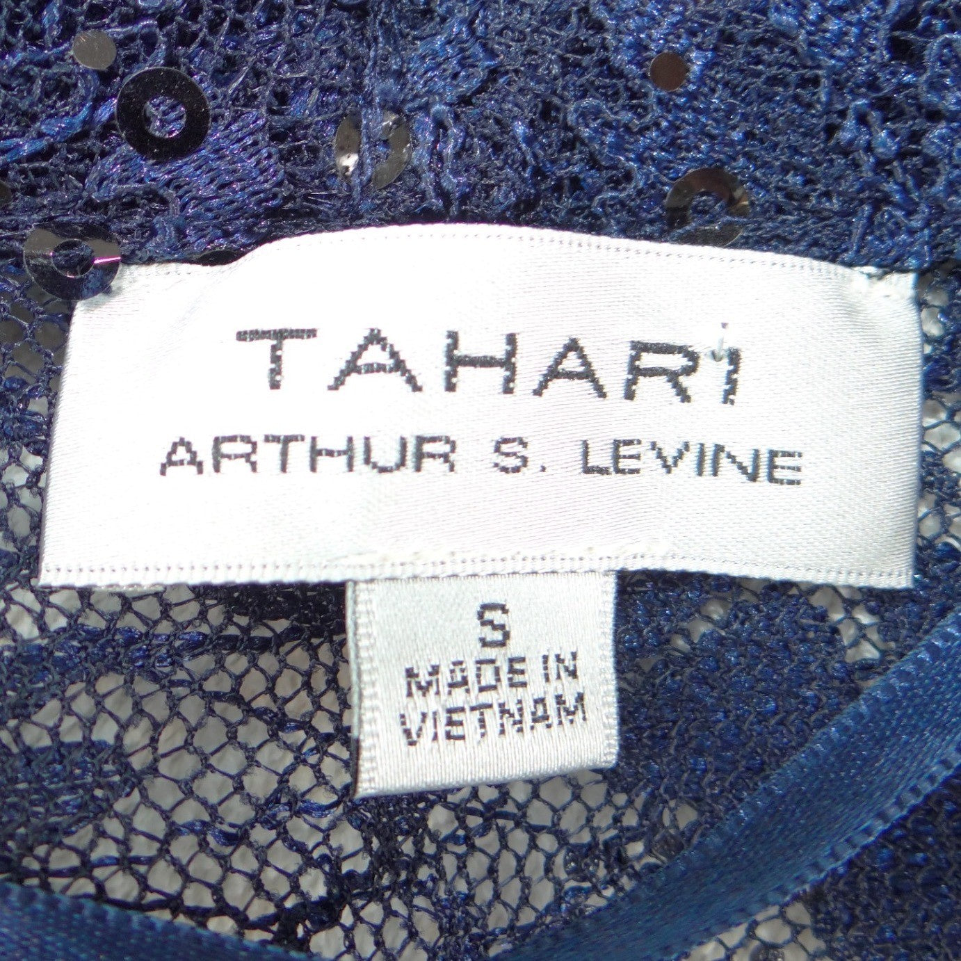 NWT-Tahari Arthur S. Levine Navy Blue Floral Lace Sequin Shrug Bolero Jacket S