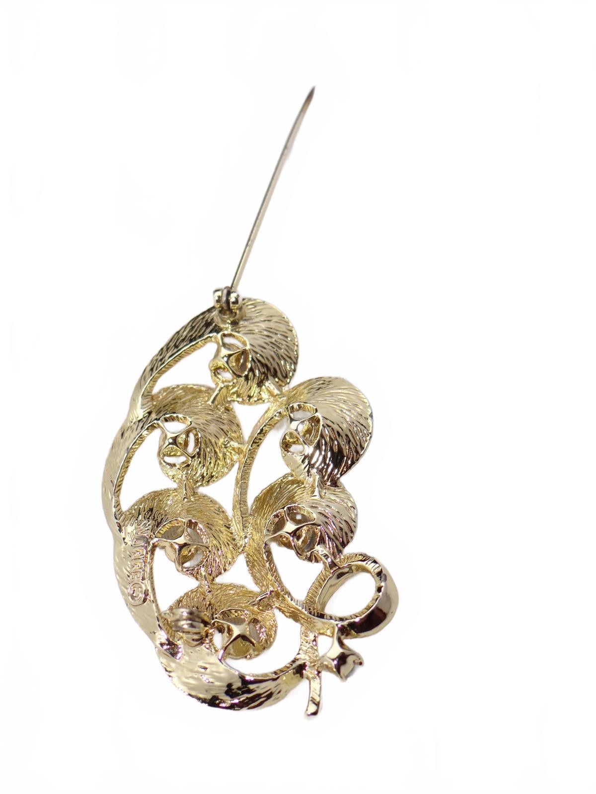 Silver-Tone Brooch with Black Pearls