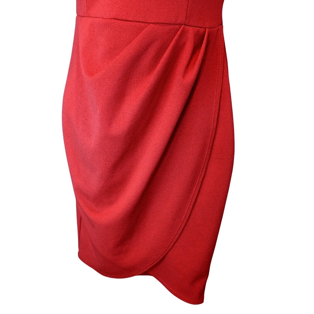 Lulus Coral Red Spaghetti Strap Bodycon Mini Dress Wrap Skirt Size S