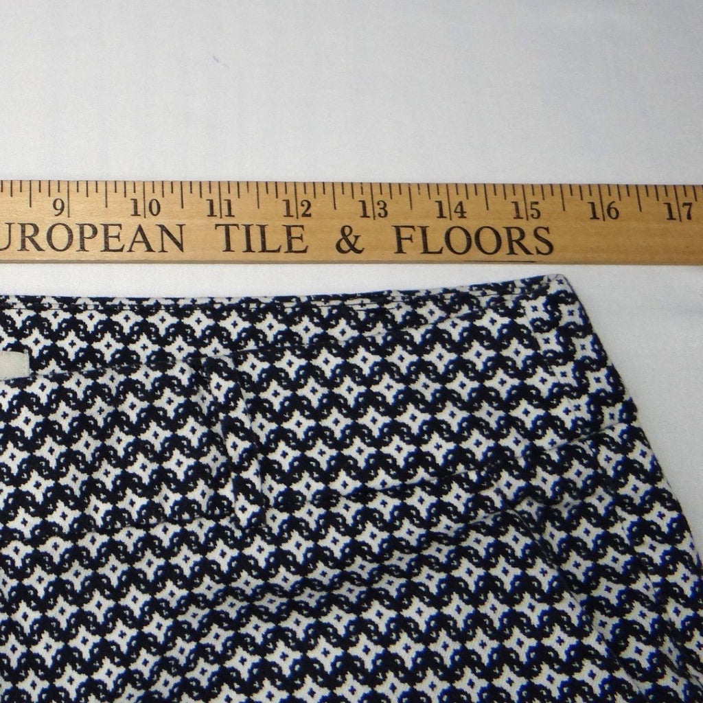 LOFT Outlet Petite Modern Trousers Pants Geometric Print Navy White Size 8P