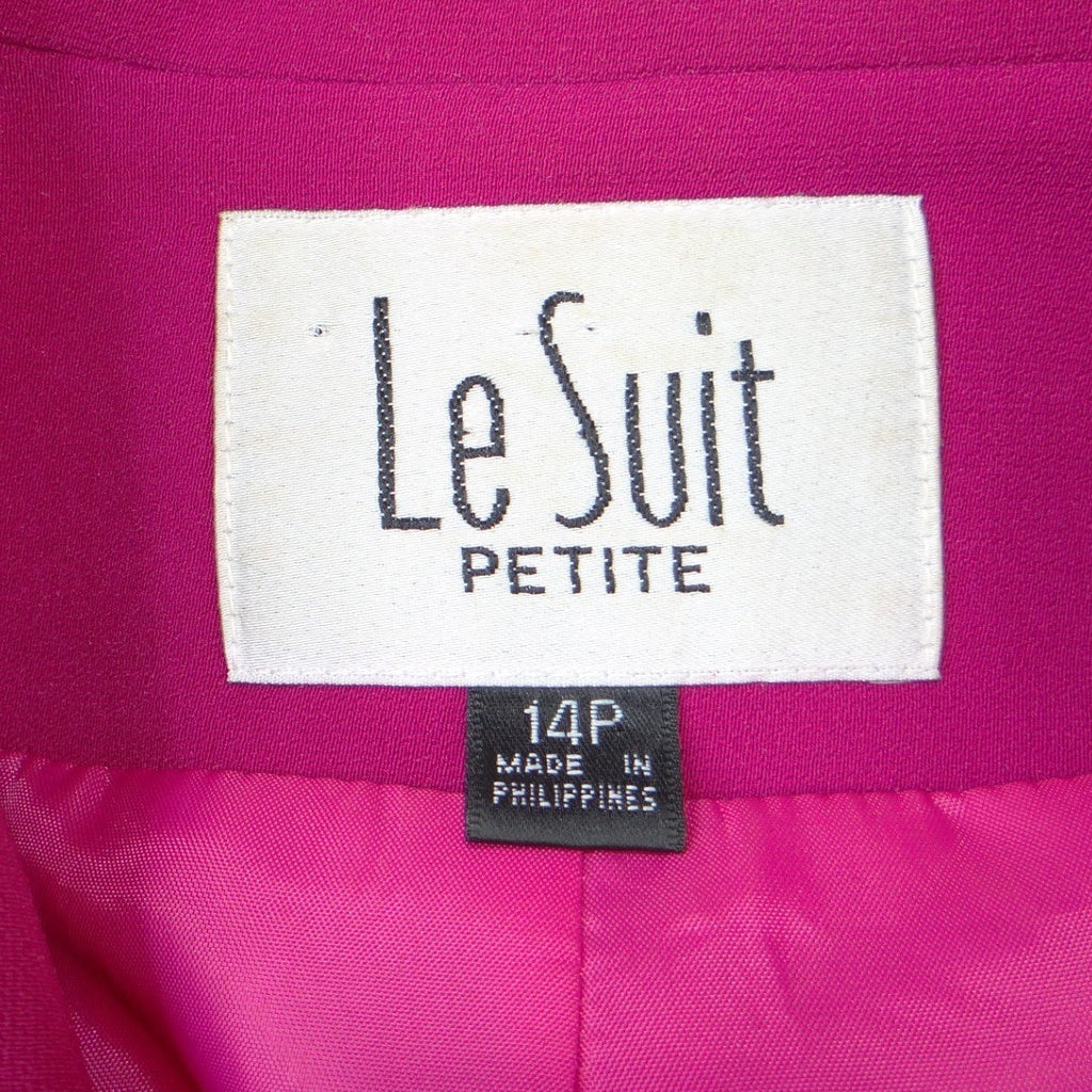 Le Suit Vintage Petite Women Magenta Pink 2 Piece Skirt Suit Blazer Set Size 10P