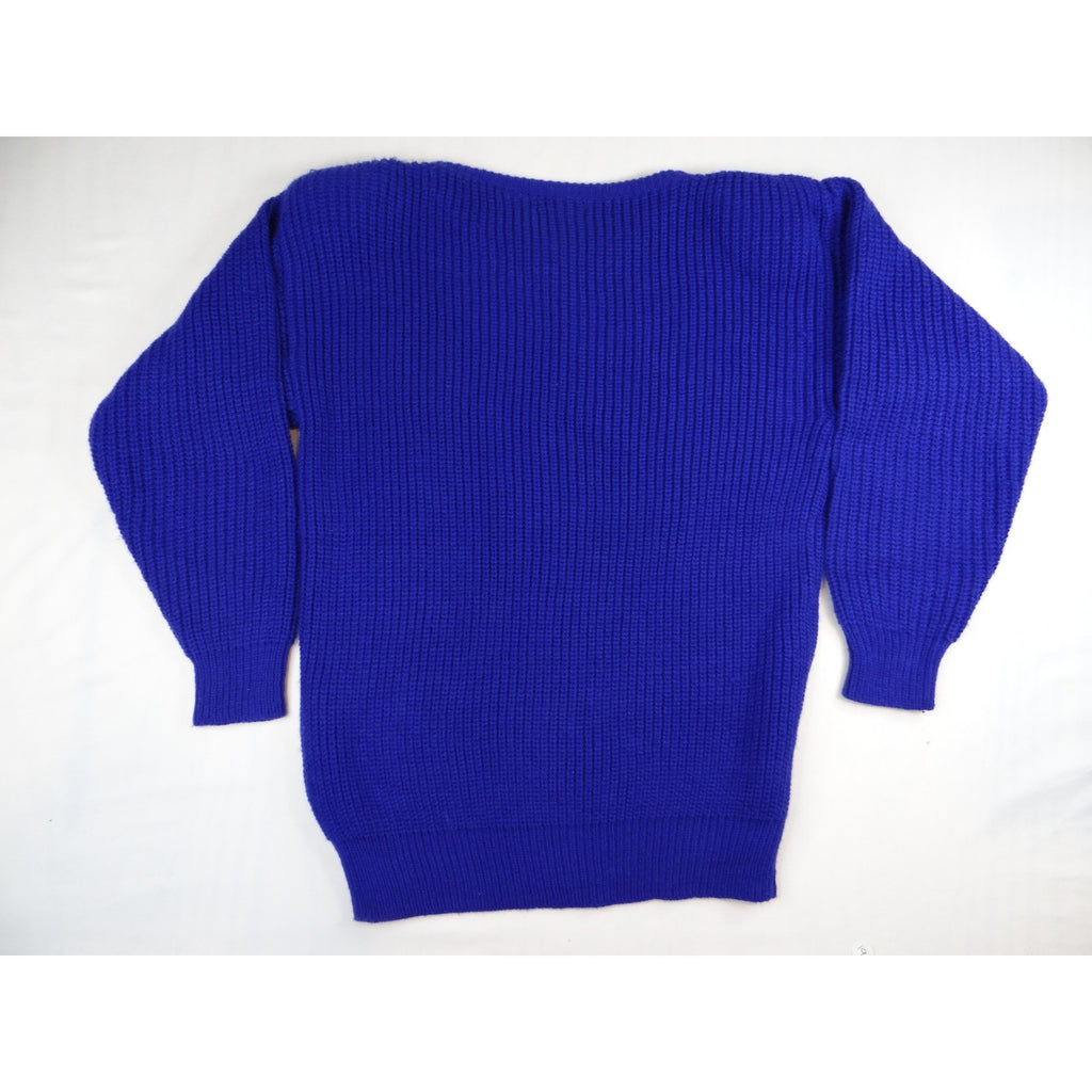 Vintage Little Lisa Ltd Royal Blue Ribbed Knit Sweater Long Sleeve Women's Med