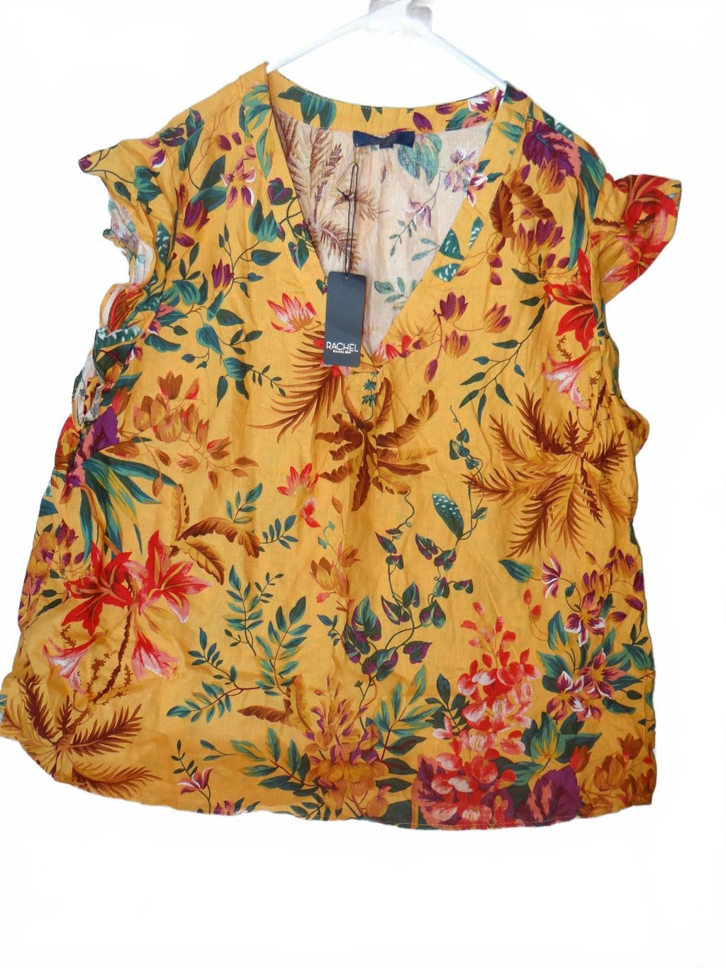 Rachel Roy Women's Yellow Floral Print Blouse Size 3X NWT