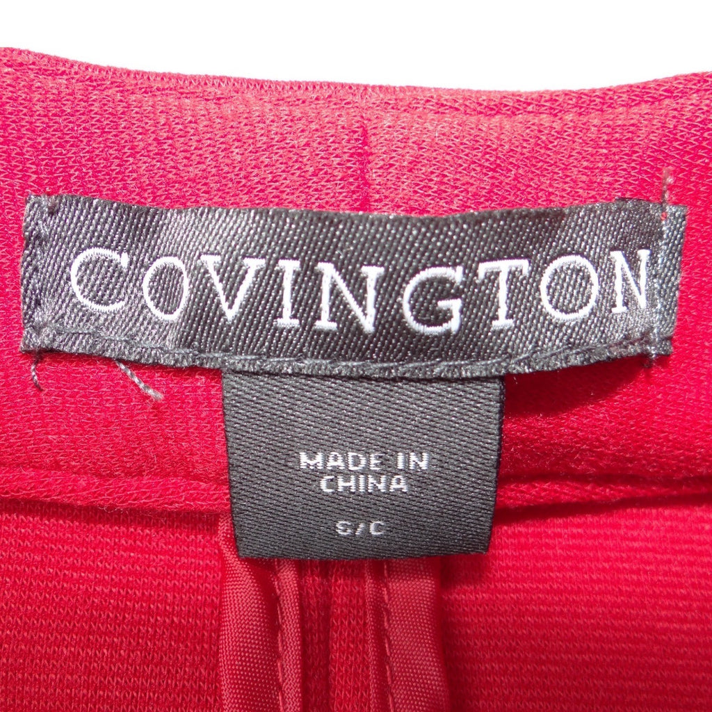 VTG Covington Womens Red Single Button Open Front Collarless Blazer Jacket Small