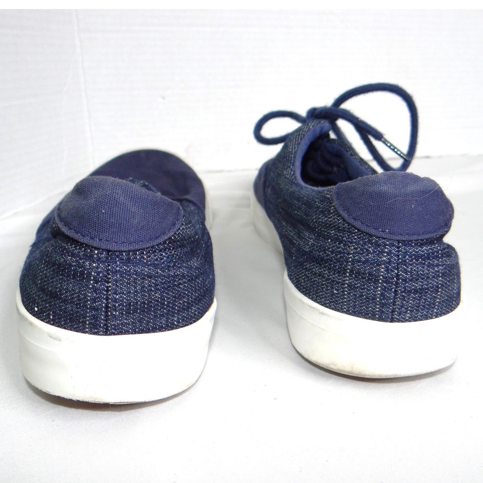 Navy Blue Canvas Low Top Sneakers Mens Size 12 Lace Up Mixed Texture