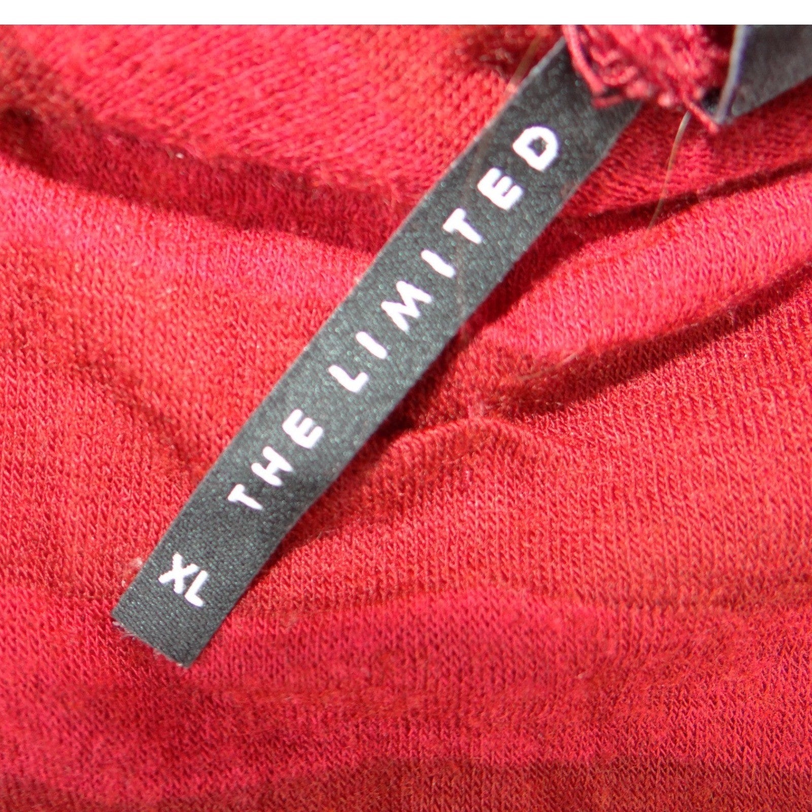 The Limited Womens Red Burgundy Striped V-Neck 3/4 Sleeve Knit Sweater XL