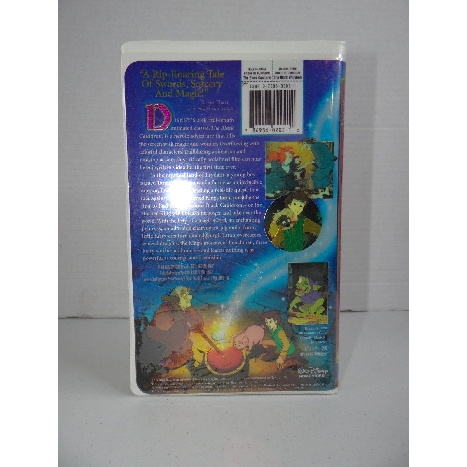 Disney The Black Cauldron VHS Masterpiece Collection 9124 Clamshell PG Movie