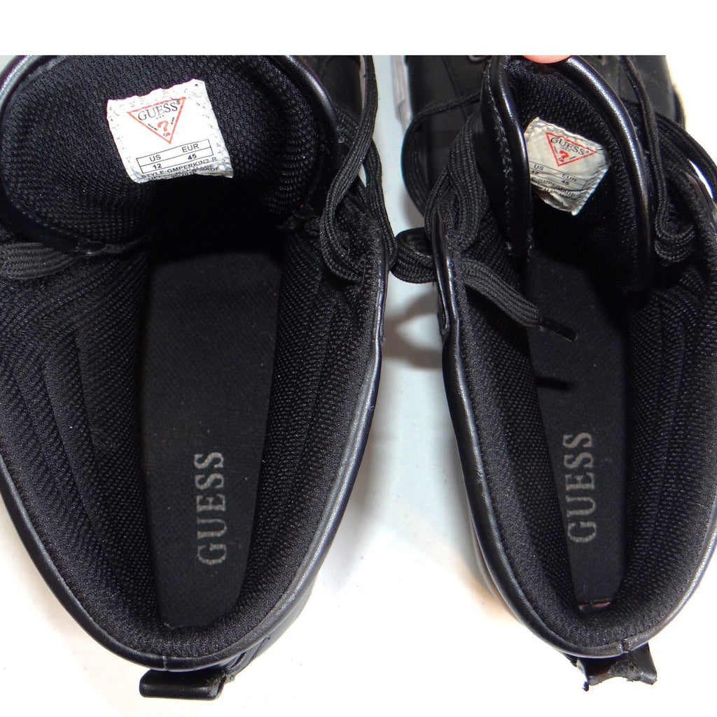 Guess Mens GMPERKIN2-R Black High Top Side Zip Sneakers Size 12 Black White